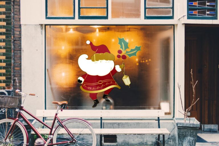 Weihnachtsaufkleber-Weihnachtsmann-Laterne